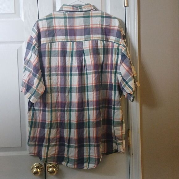 Eddie Bauer plaid button down short sleeve casual shirt Sz XL - Picture 6 of 8